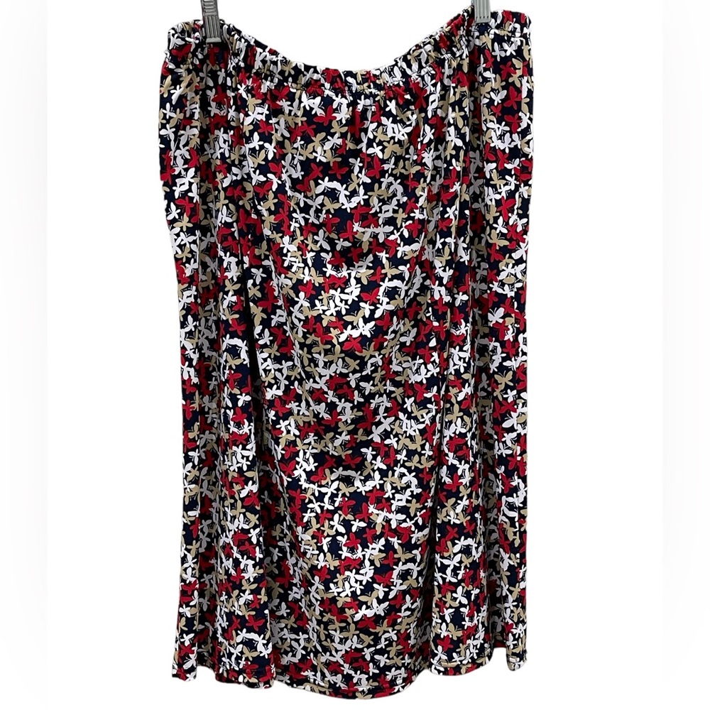 ALFRED DUNNER Stretchy Butterfly Print A-Line Skirt Elastic Waist SZ XL